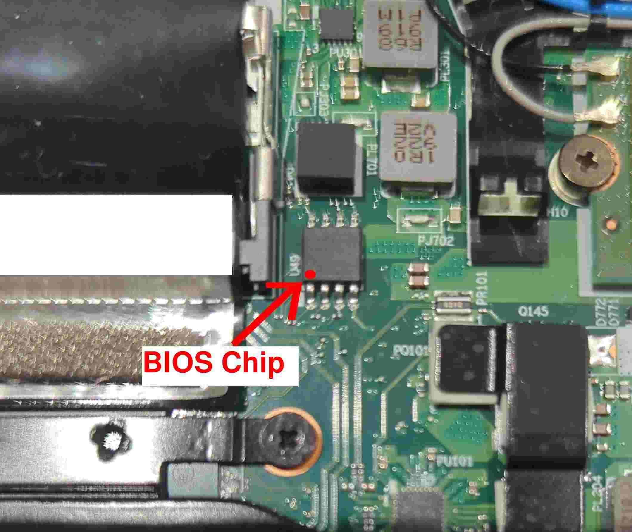 SPI BIOS flash chip closed view